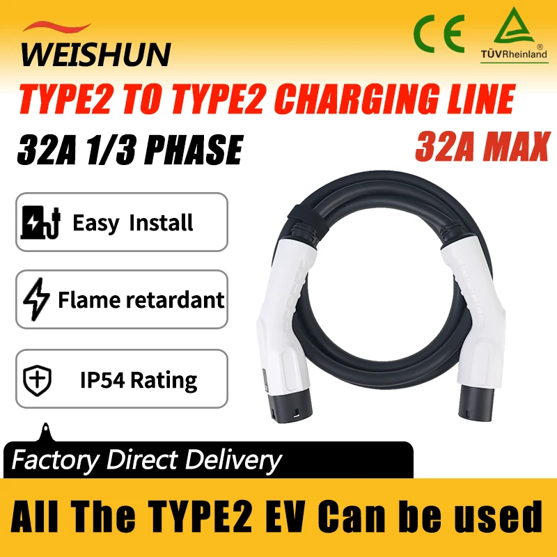 

Портативный зарядный пистолет для электромобилей 32А, 5 м, европейский стандарт, двойная головка, мобильная зарядная станция для электромобилей 220 В