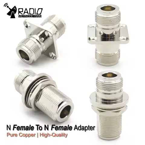 L16 N Connector N Female to N Female 4 hole female flange with O-ring Bulkhead RF Coaxial Adapter Brass Copper