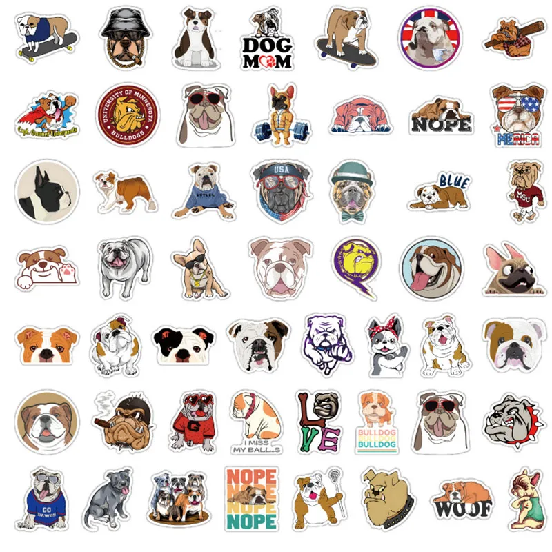 100Pcs/Pack INS Cartoon Cute Kawaii Bulldog Stickers PVC Waterproof Stickers Decals For Kids Boys Girls Toys Gifts