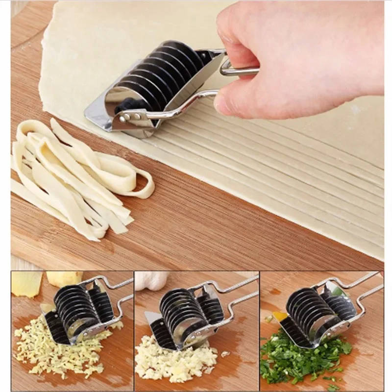 DIY Noodle Lattice Roller Docker Dough Rolling Knife Cutter Pasta Spaghetti Maker Manual Fresh Noodle Press Kitchen Gadgets Tool