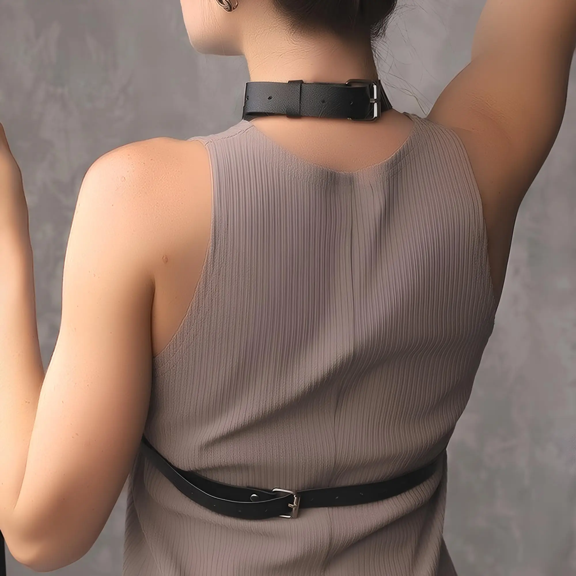 المرأة مثير تسخير حزام مربط صدر ملابس داخلية جلدية عبودية الملابس الداخلية الجسم تسخير القوطي الوثن الملابس الغريبة اكسسوارات #3