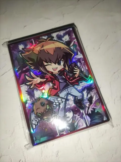 50PCS Yugioh Jaden Yuki Card Sleeves Yu-Gi-Oh! Yuki Judai OCG Trading Cards Holographic Shine Flash Protector Case