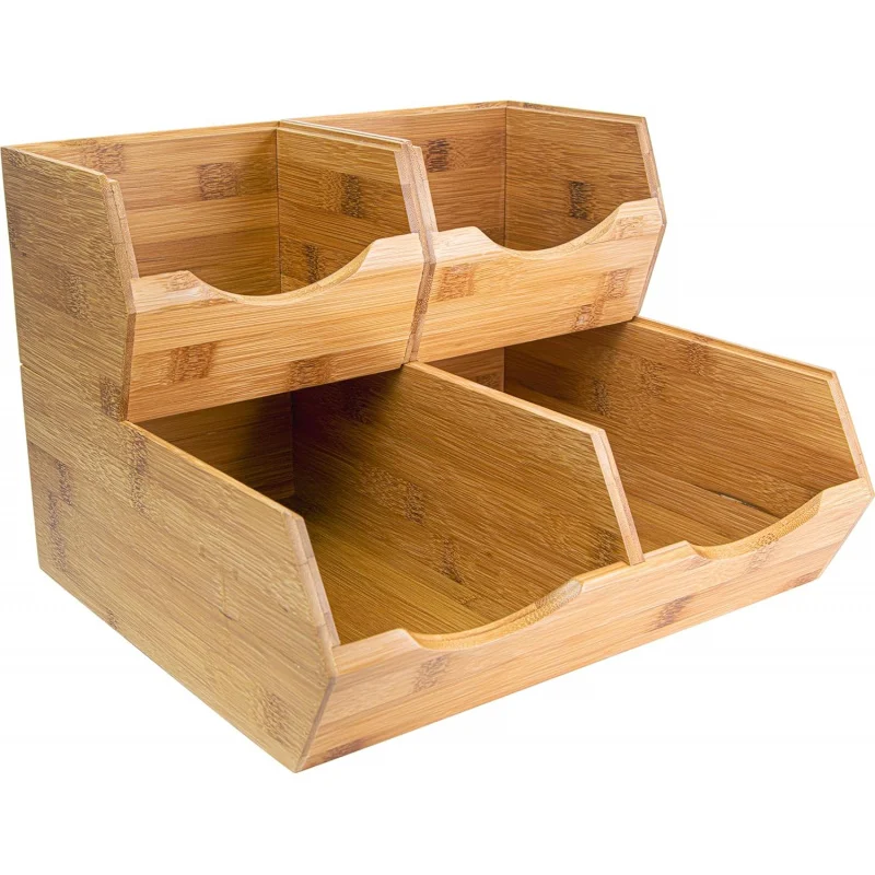 

Бамбуковые контейнеры для хранения в кладовой – Набор из 3 органайзеров для картофеля и лука, органайзеры для продуктов