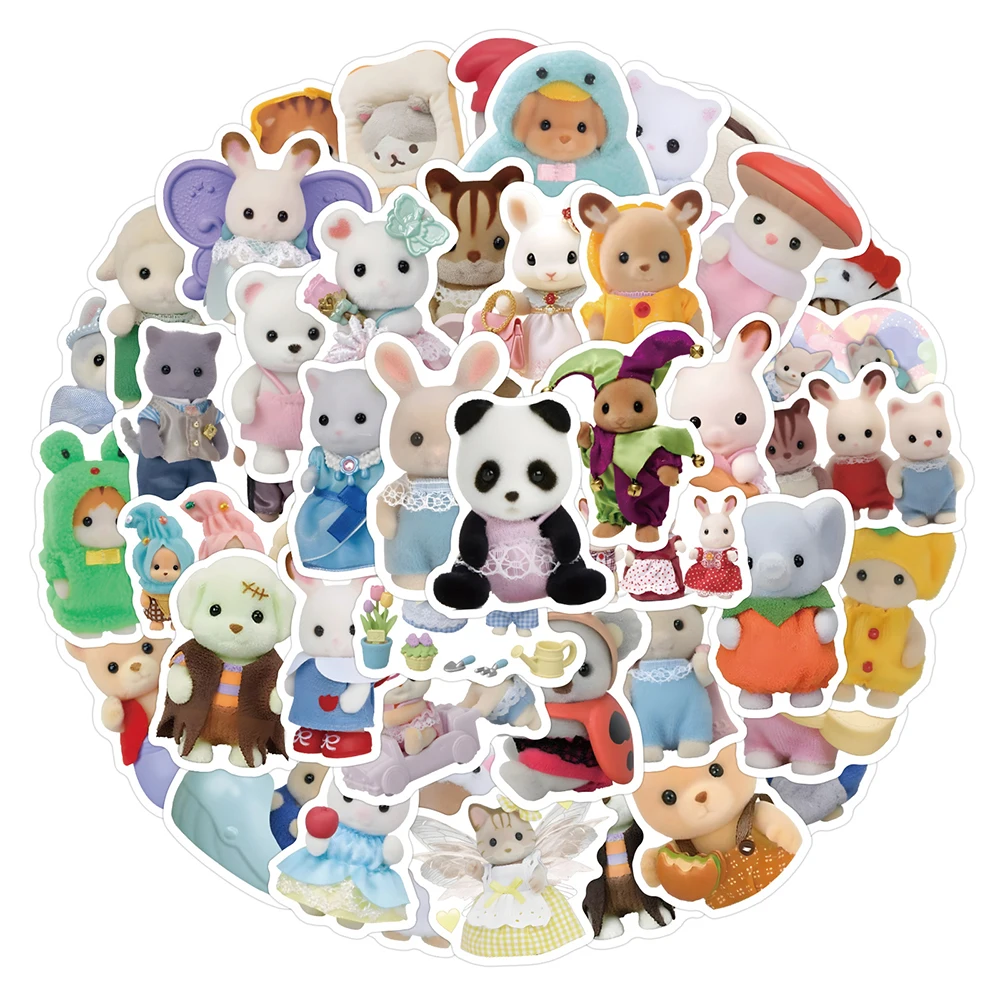 10/30/60/120pcs Kawaii Calico Critters Stickers Cute Graffiti Decoration Decals Notebook Stationery Phone Fun Kids Sticker Toy