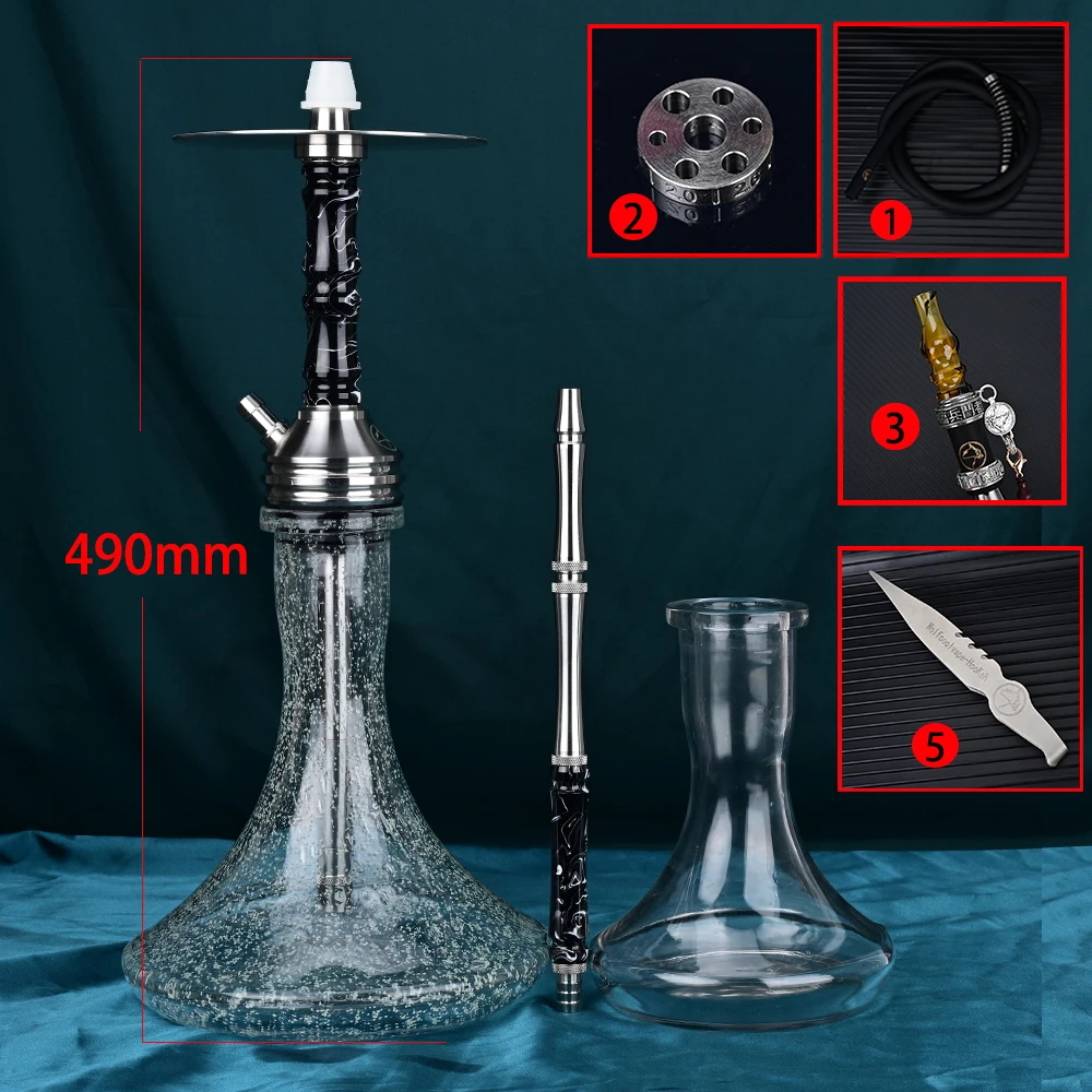 Wolfcoolvape Hookah Shisha Pipe kit original high quality hookah single tube pot resin stainless steel hookah pot complete set