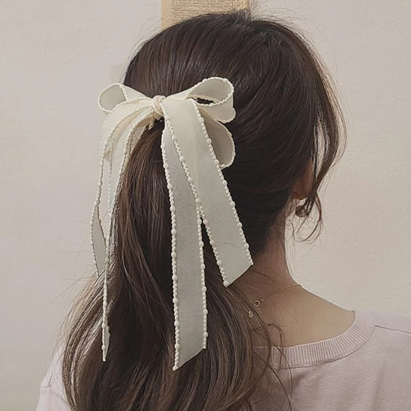 Trendy Ribbon Bow Banana Clip Women Girl Colour Bowknot Ponytail Claw Hair Clips Hairpin Barrettes Hair Accessories Gifts 2023