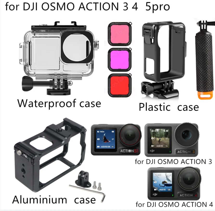 

45M Diving Waterproof Case Plastic Housing with Aluminium Protective Shell For DJI OSMO Action 5pro 4 3 Camera Accessories