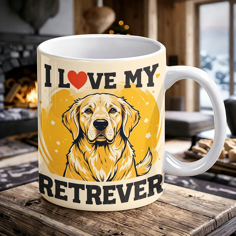 

I Love My Golden Retriever Mug Novelty Dog Lover Coffee Mug 11oz Ceramic Cup for Pet Owners Dog Mom Gifts