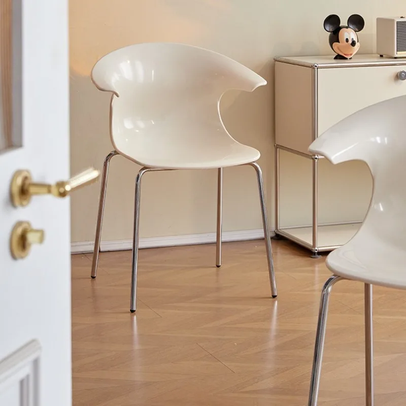 Milk White Helmet Chair Modern Simple Backrest Dining Chair