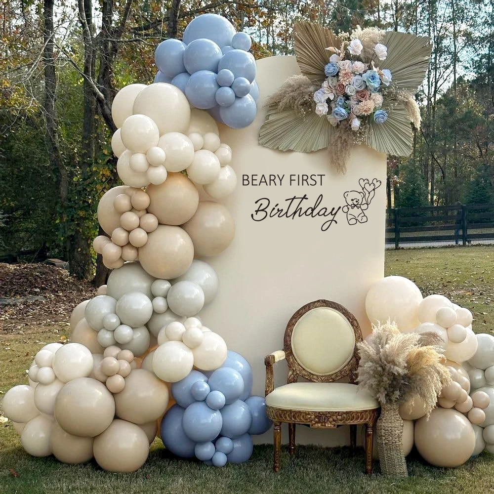 Beary First Birthday Sticker Teddy Bear Wall Arch Backdrop Decoration Decal Baby 1st Birthday Baby Shower Party Decor Photo Prop