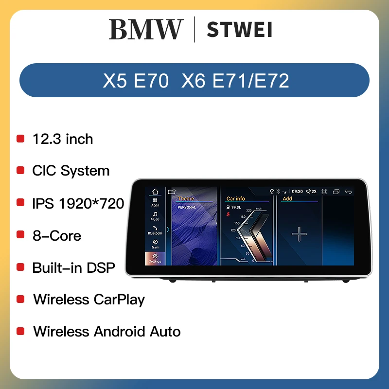 New ID6 ID7 ID8 UI 12.3inc Android Wireless Carplay Auto For BMW X5 E70 X6 E71 Car Video Radio Players GPS Multimedia Navigation