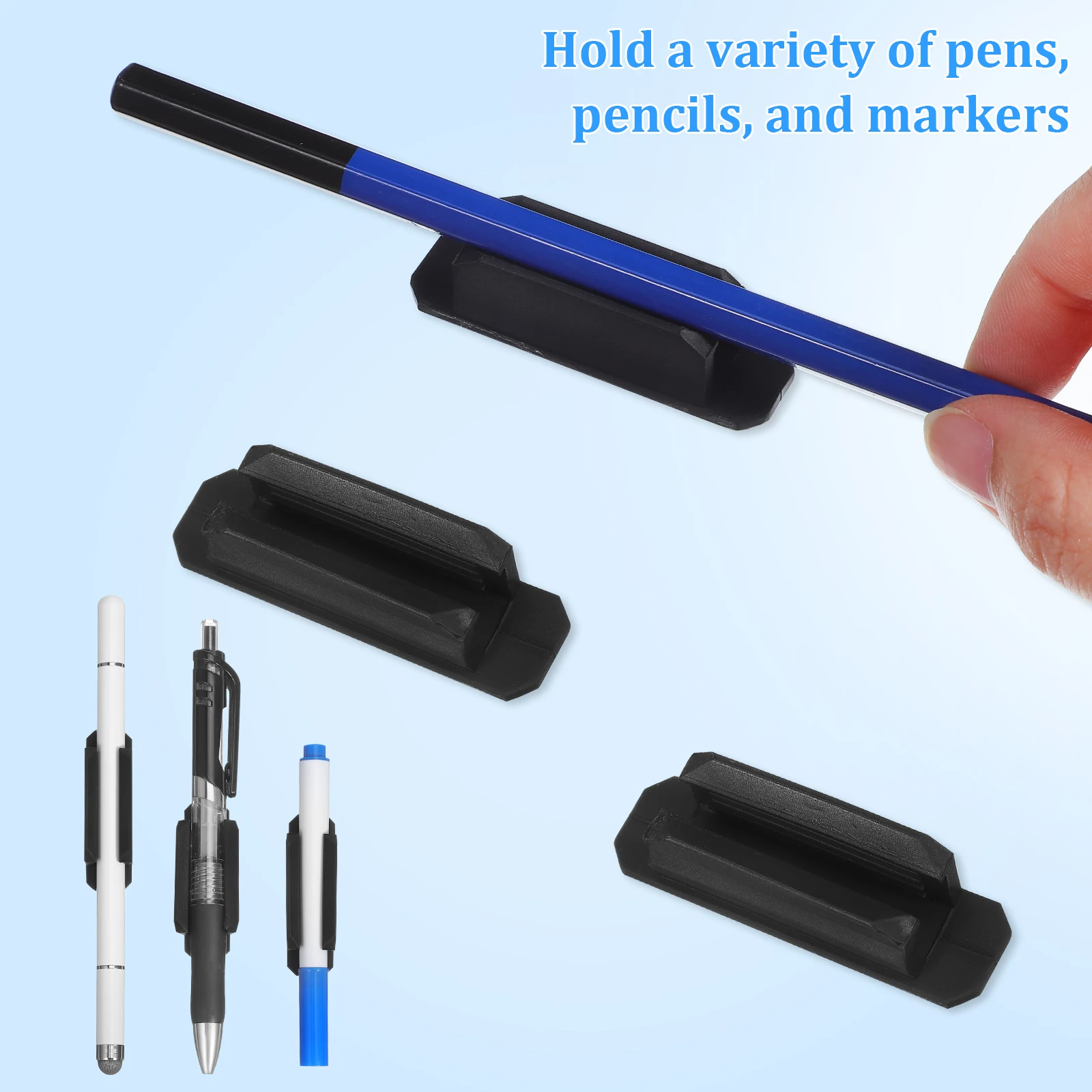 8個のシリコン鉛筆ホルダー 粘着ペンオーガナイザー コンパクト省スペースホルダー オフィス、学校、家庭、デスクトップクリップボード用