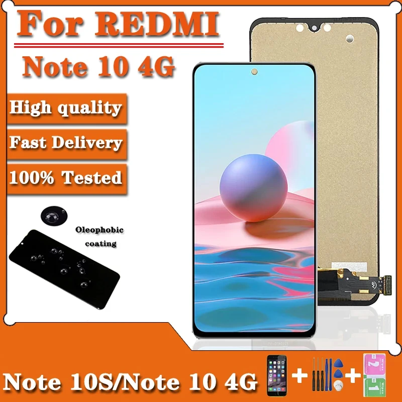 6.43  AA+ For Xiaomi Redmi Note 10 4G LCD with Frame M2101K7AG Touch Panel Screen Digitizer For Redmi Note 10S Display M2101K7A