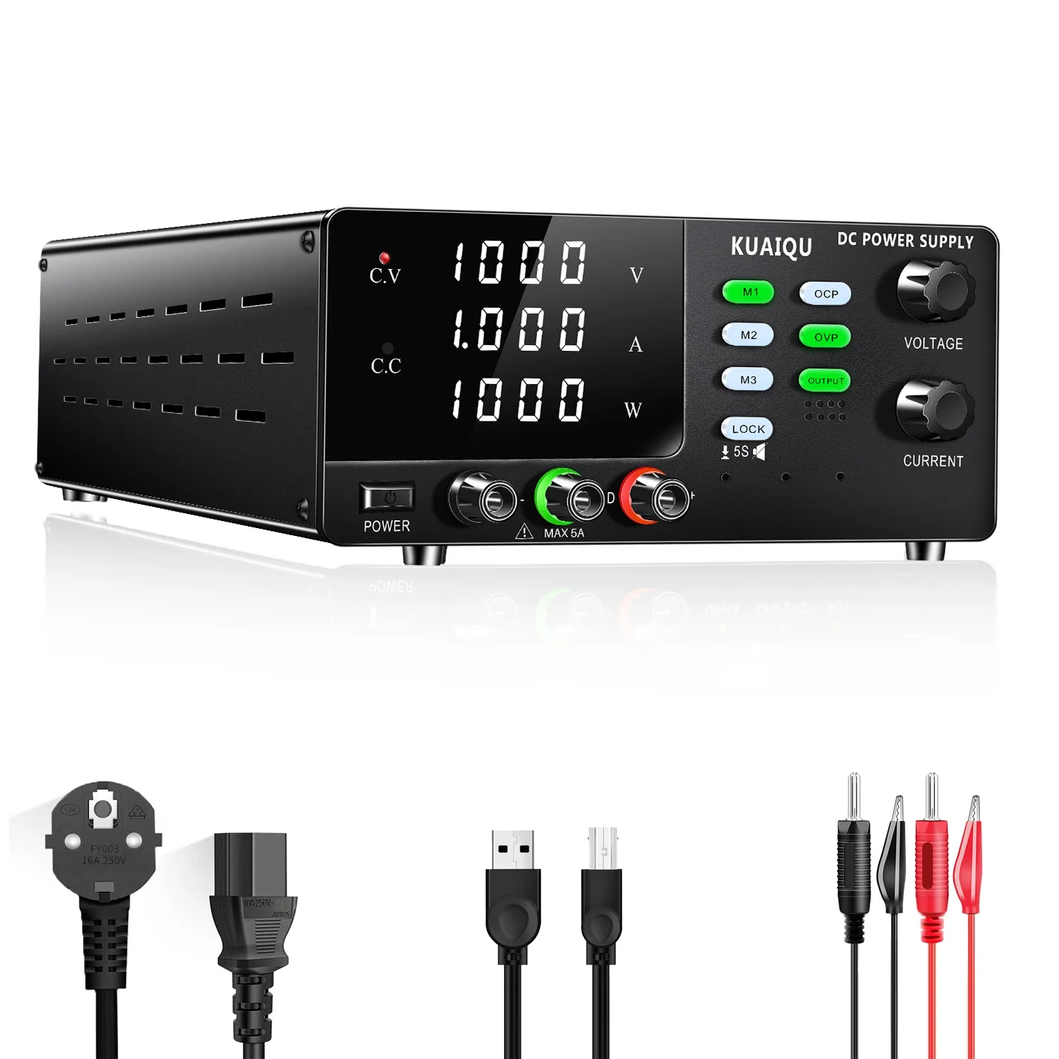 Factory Kuaiqu R-SPS10001SR 1000V1A Memory Function OCP OVP Lock Encoder Knob Buzzer Alarm Lab Teaching Aging Testing