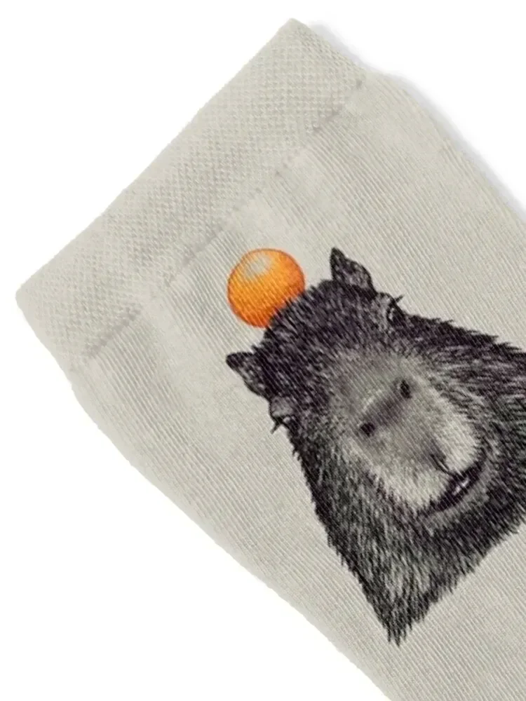 Capybara Orange Capy Yuzu Capybara with Orange on Head His Name - Gort Portrait Socks new in's luxe Ladies Socks Men's