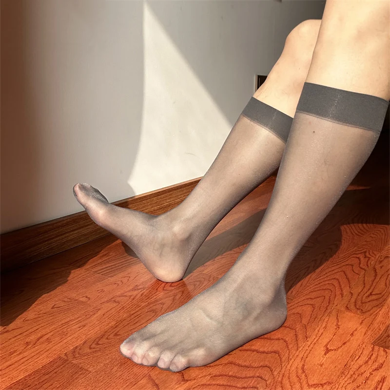 Luxury Male's Socks Grey Socks Super Cool Thin Socks Man's Transparent Socks Sheer Toes  Sheer Heels