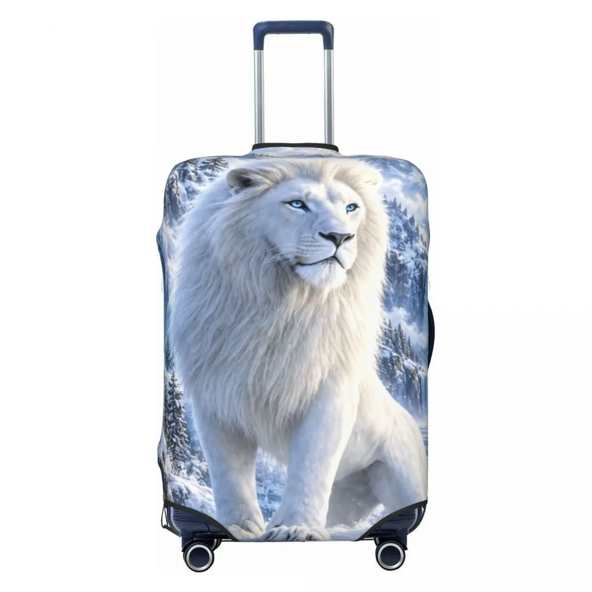 White Lion Single Digital Printed Suitcase Cover Vacation Strectch Luggage Case Business Protector