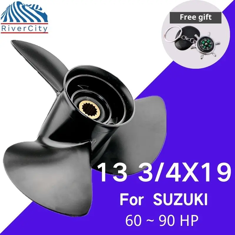 

RiverCity Propeller Boat 13 3/4x19 For SUZUKI 60hp 70hp 90hp 100hp 115hp 140hp Aluminum Prop 3 Blade 15 Tooth Boat Engine Part