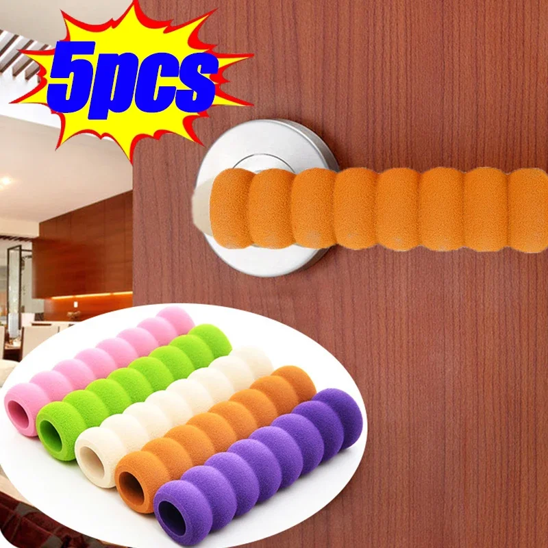 1/5PCS Soft EVA Rubber Crash Pad Door Handle Stopper Round Door Knob Foam Cover Furniture Protector Baby Safety Static-free Cute