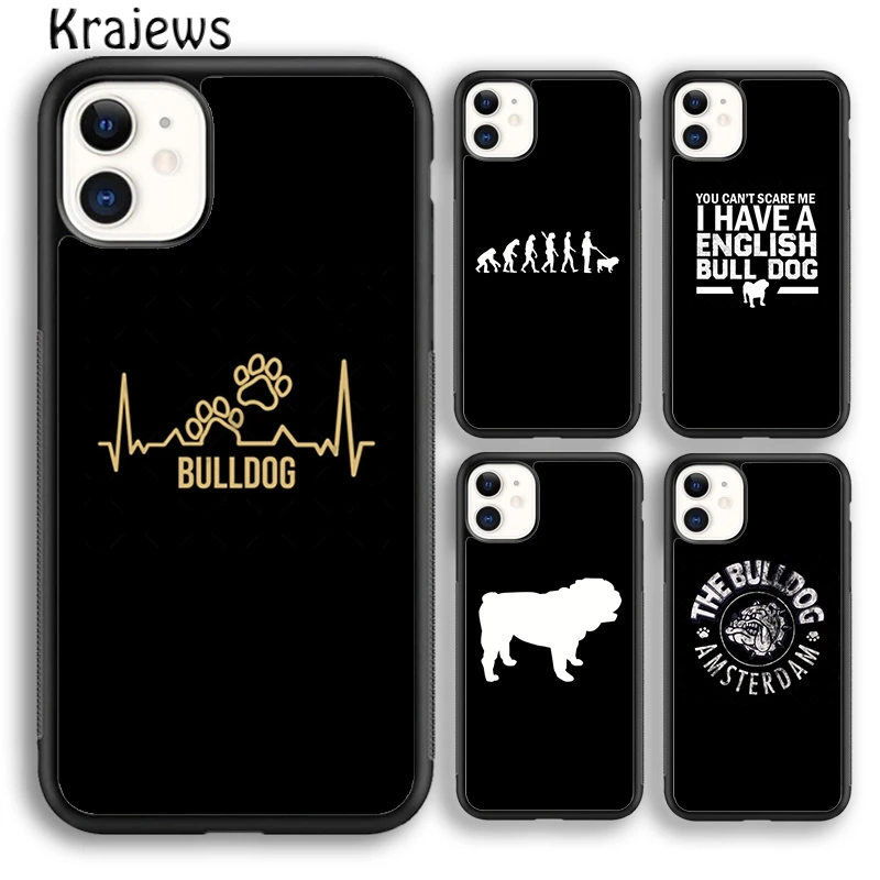 English Bulldog heartbeat TPU Phone Case Cover For iPhone 16 15 14 plus XS XR 11 12 mini 13 pro max coque Shell Fundas