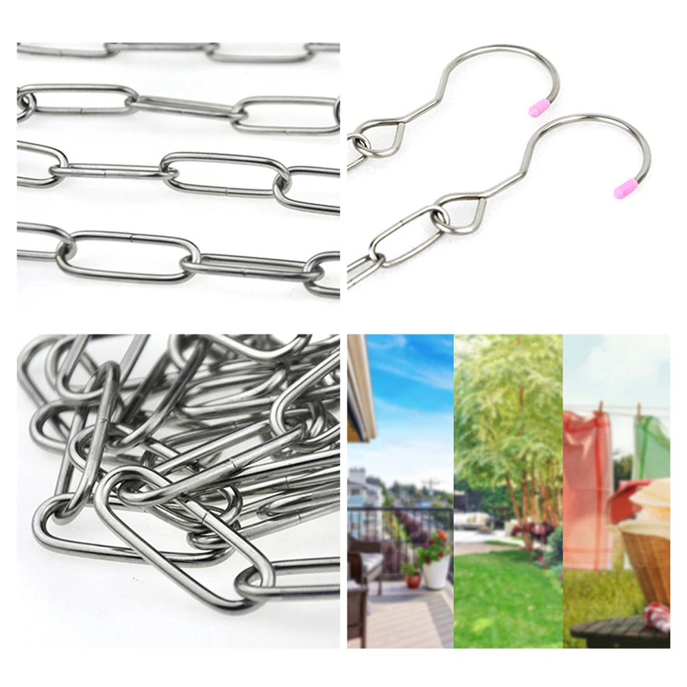 

Clothes Drying Chain Stainless Steel Heavy Duty Windproof Hooks Portable Home Travel Camping Sheets Quilts Clothesline Rack