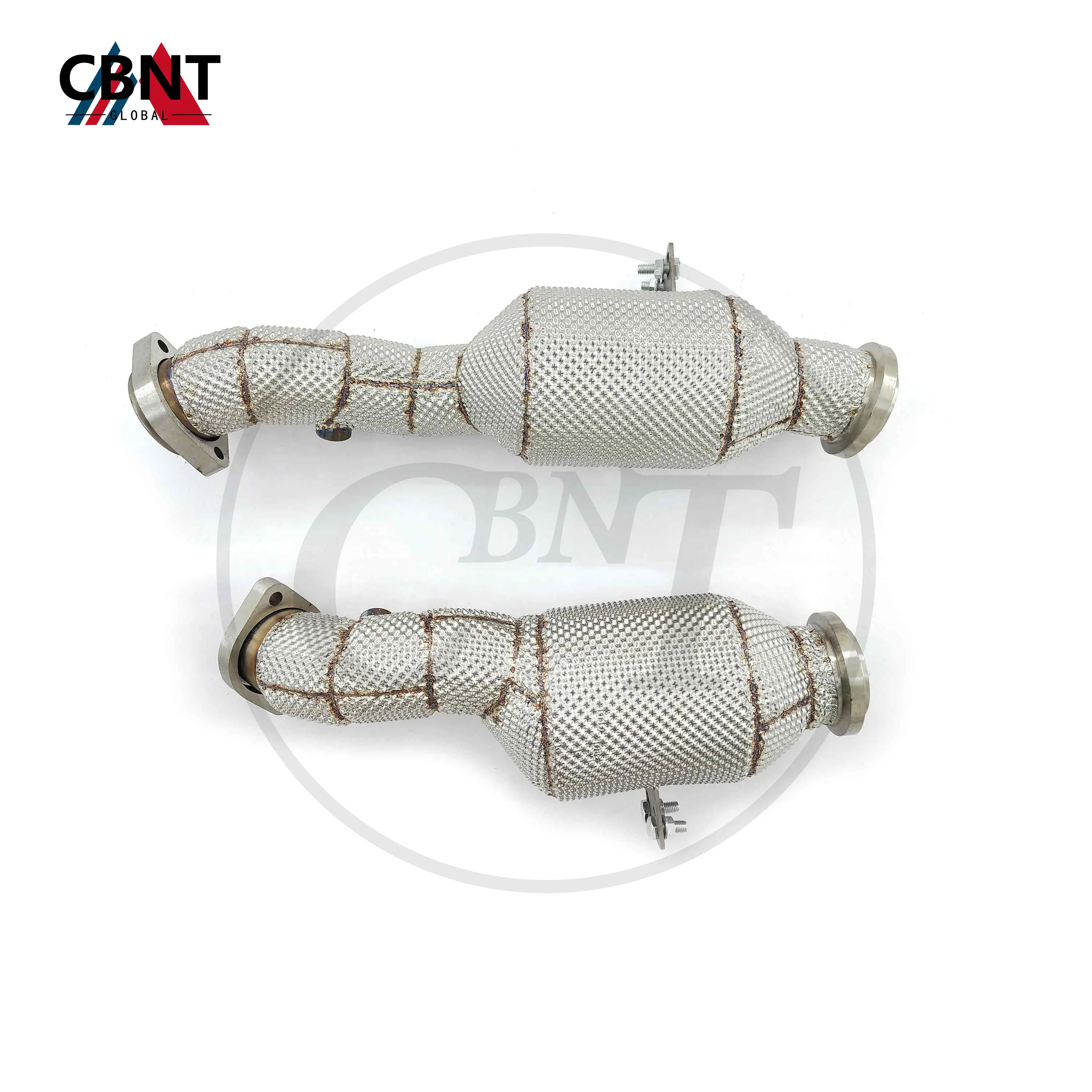 CBNT Exhaust Pipe Downpip for Mercedes-Benz C43 W205 E43 E400 W213 GLC43 GLE43 AMG 3.0T SS304 Exhaust Header with Heat Shield