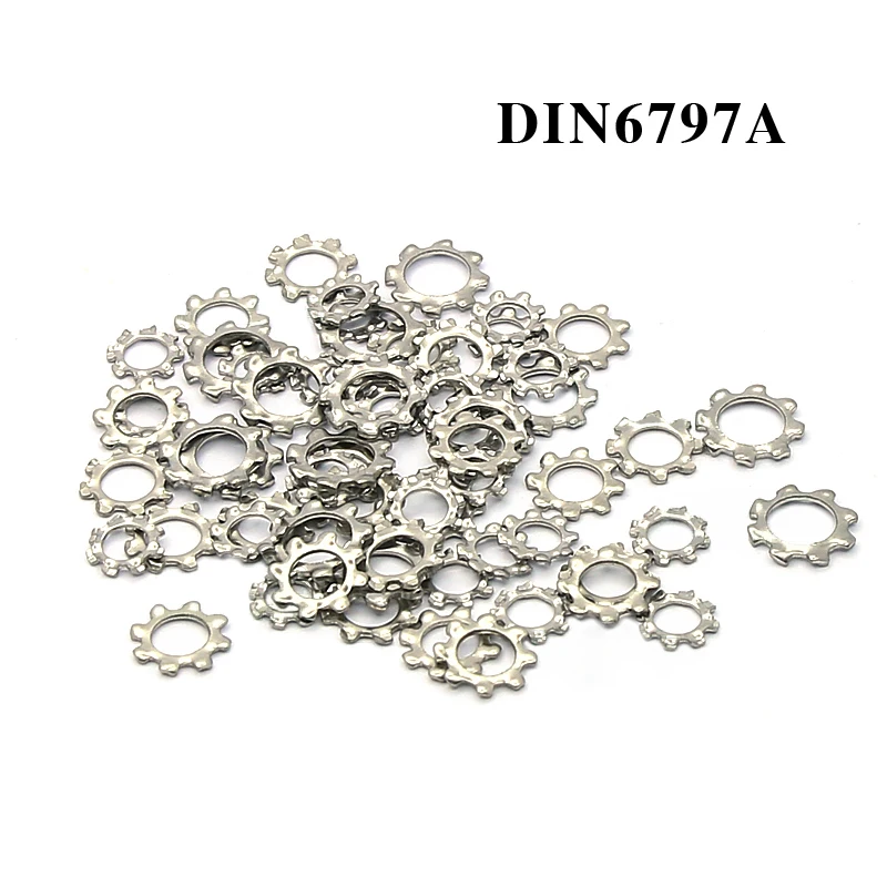 

304 Stainless Steel External Gear Teeth Washer ID 3/4/5/6mm Chrysanthemum Teeth washers DIN6797A Thickness 0.4/0.5/0.6/0.7mm