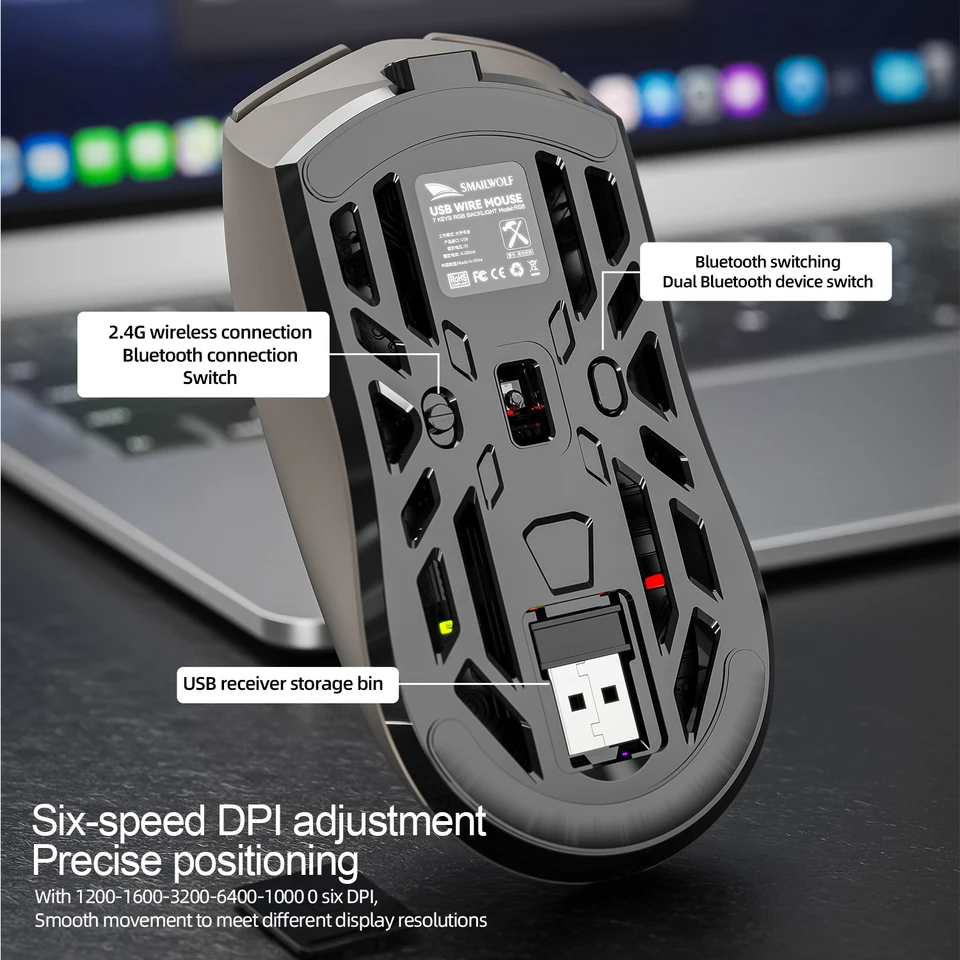 Smailwolf RS8 1000Hz Bluetooth mouse, three-mode connection