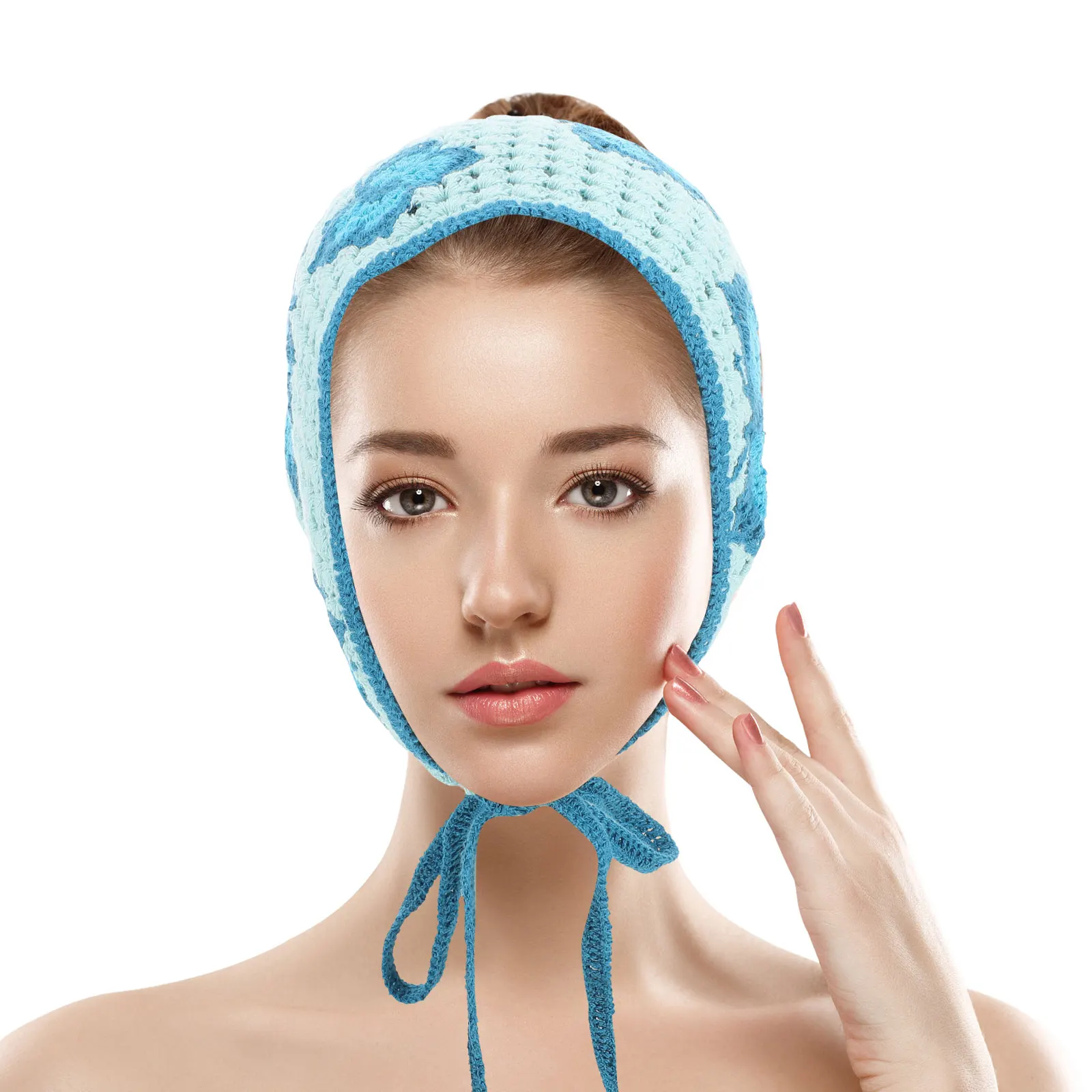 

Blue Butterfly Hollow Crochet Triangle Scarf Knitted Headb Women Spring Summer B Boho Hair Scarf Stylish Fashion Headwear