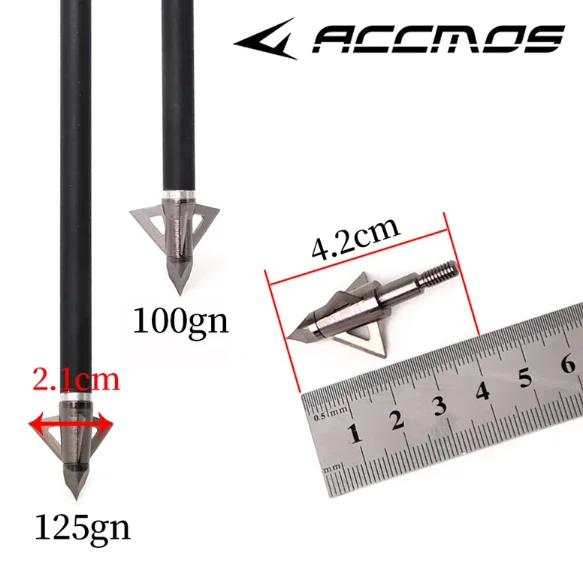 Archery Broadhead 100/125grain 3 Blades Arrow Tip for Compound Recurve Bow and Arrow Shooting Hunting