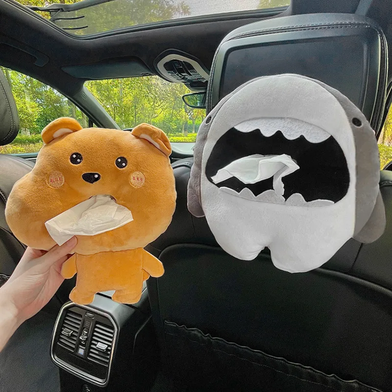 Cartoon Cute Tissue Drawer Women Interior Car Seat Back Sunroof Multifunctional Napkin Holder Home Paper Plush Box Napkin Case