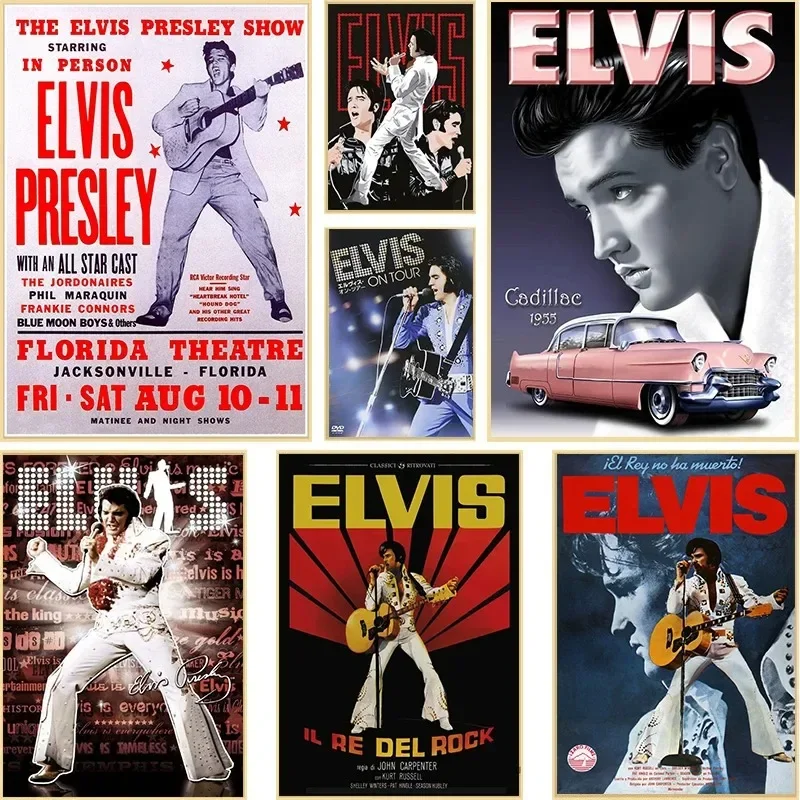 Vintage Elvis Presley Music Rock Poster Singer Canvas Painting Music Teacher Retro Wall Art Pictures Home Club Decor Fans Gift