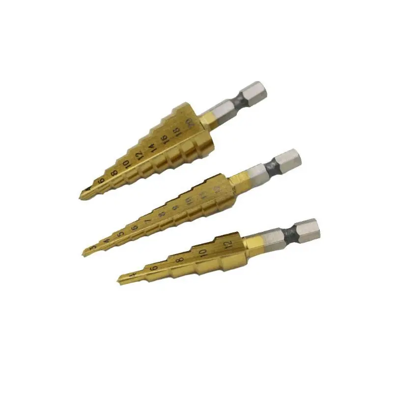 3pcs/set 3-12mm 4-12mm 4-20mm Step Cone Drill Bit Hexagonal Shank High Speed Steel Hole Cutting Metal Dropsale