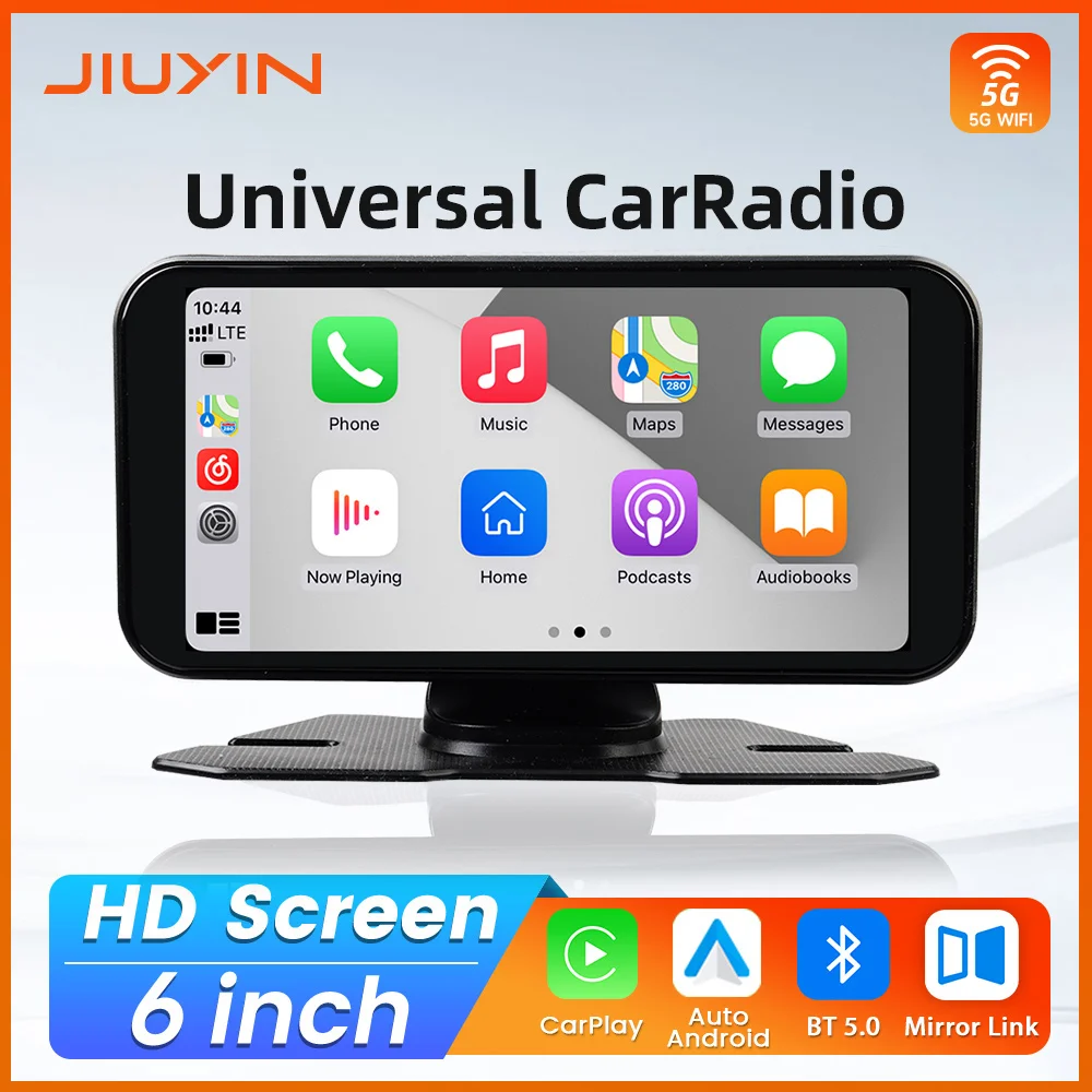 JIUYIN 6 inches Portable Wireless CarPlay for Car Screen Radio Video Wireless Carplay Screen AUXandroid auto Universal Bluetooth