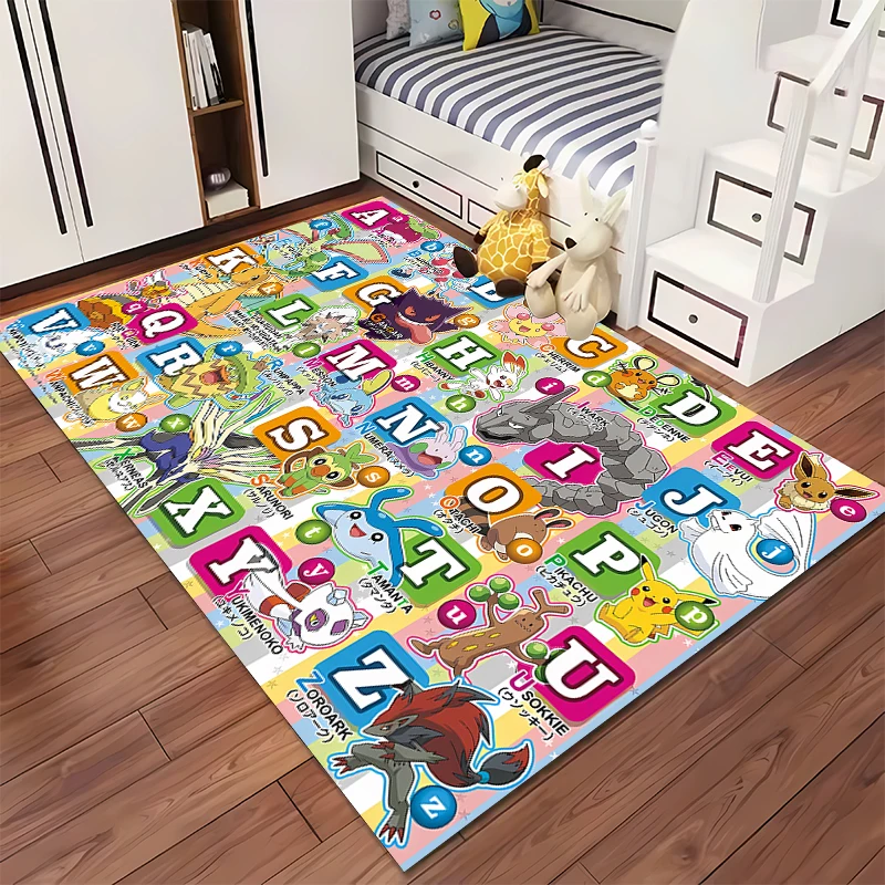 Pokemon Pikachu Cartoon Carpet Rug for Living Room Bedroom Decoration Picnic Camp Kitchen Carpet Crawling Carpet Decoration