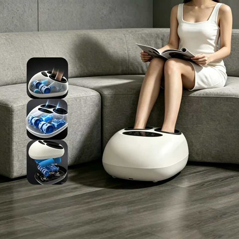 Automatic Foot Massager, Smart Electric Foot Massage Machine, Full Wrapped Airbag Kneading with Heat Compress for Home Use