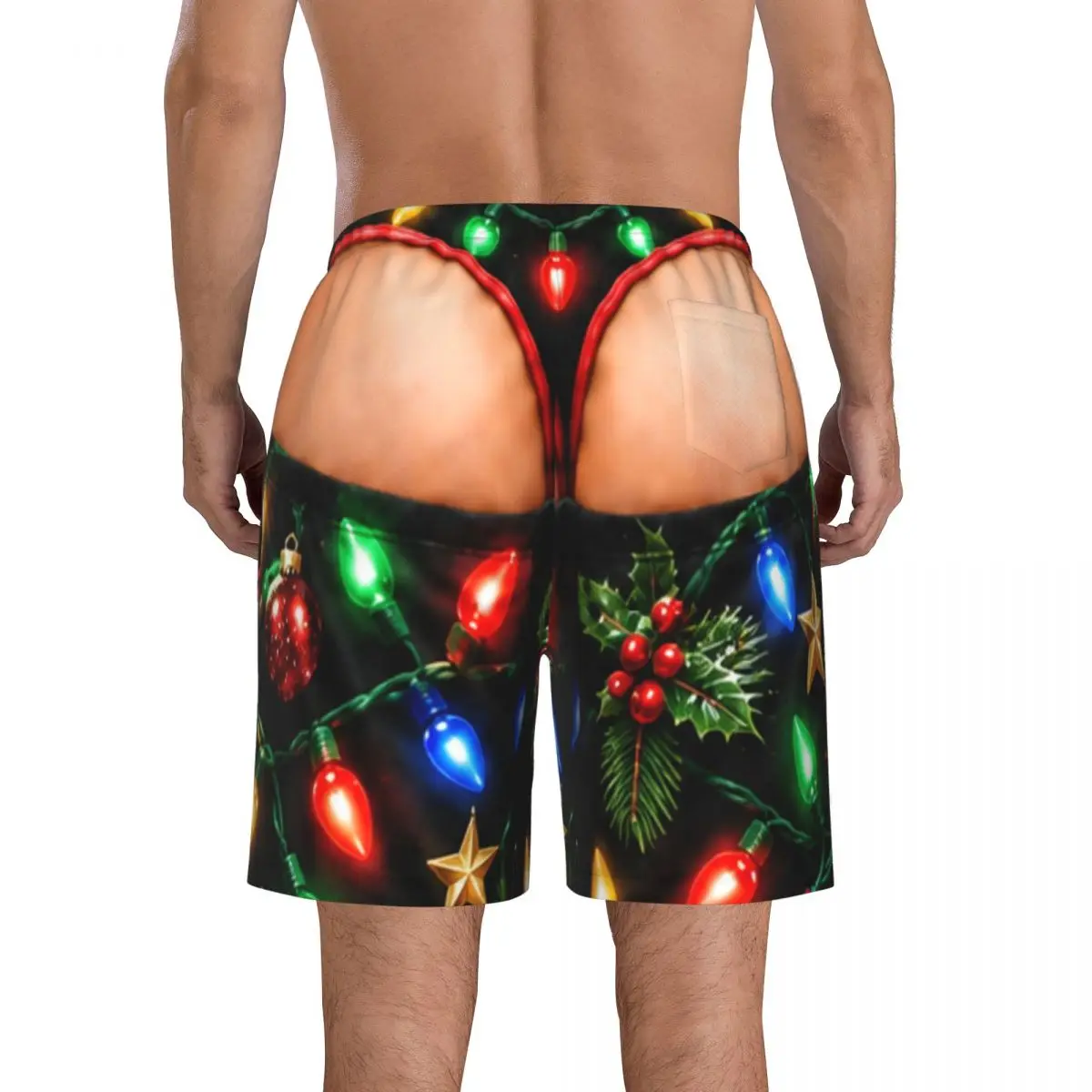 Merry Christmas Santa Claus Snowman Men's Swim Trunks Quick Dry Swimming Board Shorts Mesh Lining Beach Swimwear