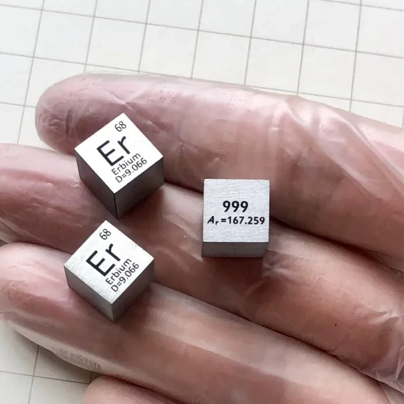 99.9% High Purity Erbium Rare Earth Metal Er 9.0g Carved Element Periodic Table 10mm Cube