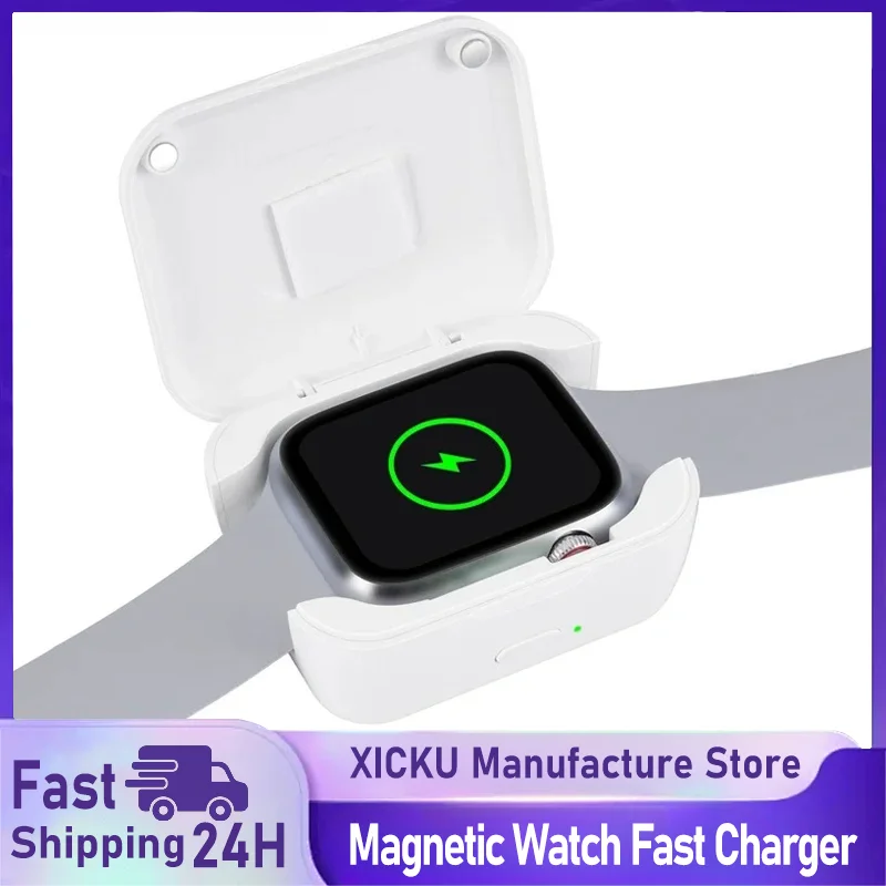 

XIKCU Type-C Магнитное беспроводное зарядное устройство для смарт-часов Apple Watch iWatch 8, 7, 6, 5, 4, 3, 2, аварийная док-станция для быстрой зарядки