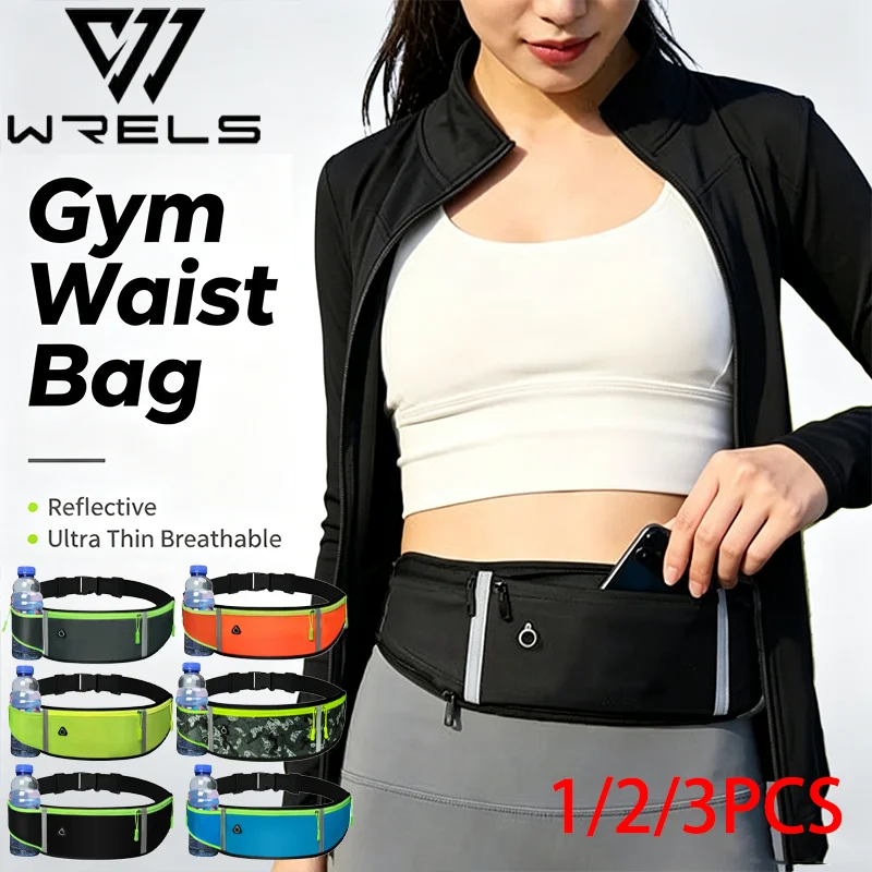 1/2/3PCS Gym Waist Bag Reflective Ultra Thin Breathable Jogging Sport Bags Water Hydration Earphone Cable Hole Backpack Bag
