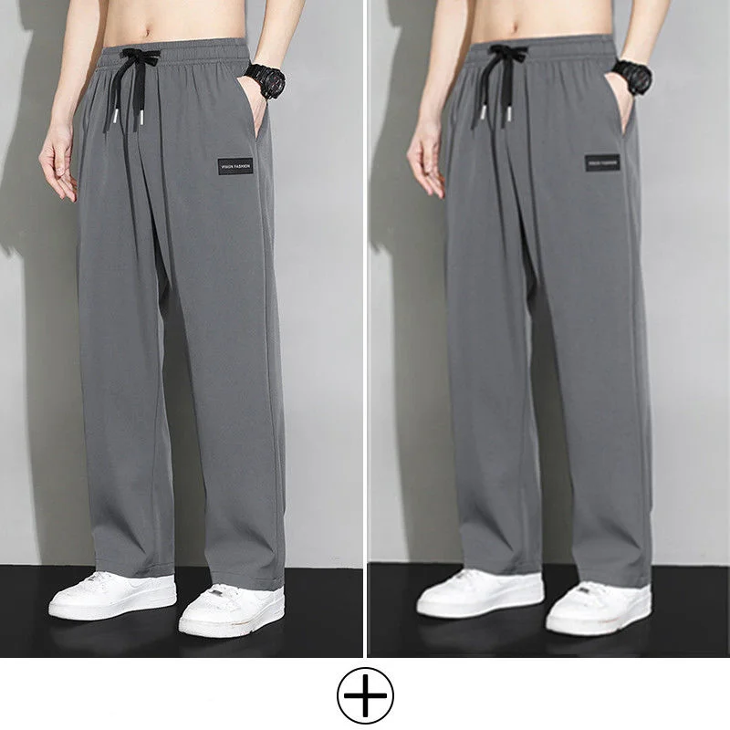 Pantalones de chándal informales ultradelgados con parche de moda de verano, pantalones clásicos de cintura con cordón y bolsillo, Pantalones rectos de calle para hombre