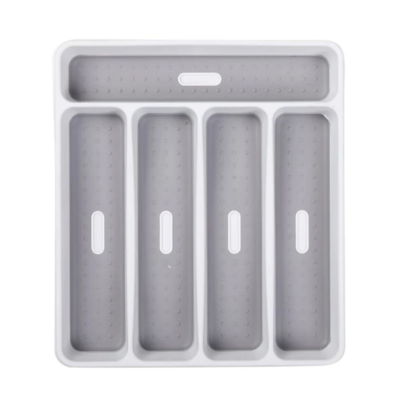 Small Silverware Tray White 5-Compartments Icons help sort Flatware, Ute M76D