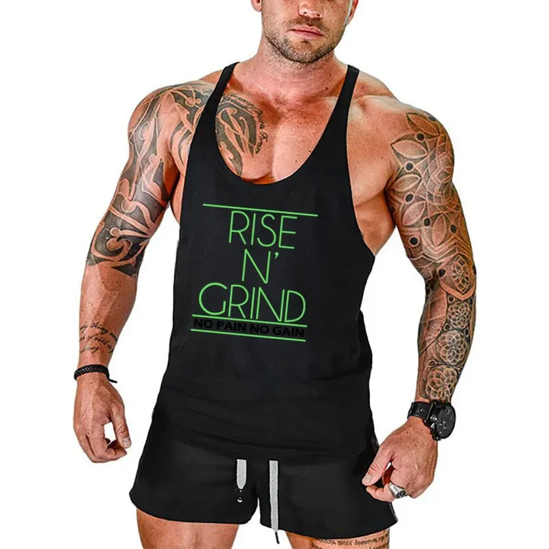 No Pain No Gain Gym Clothing Men Muscle Stringer Tank Tops Canotta Bodybuilding Vest Y Back Workout Sleeveless Undershirt