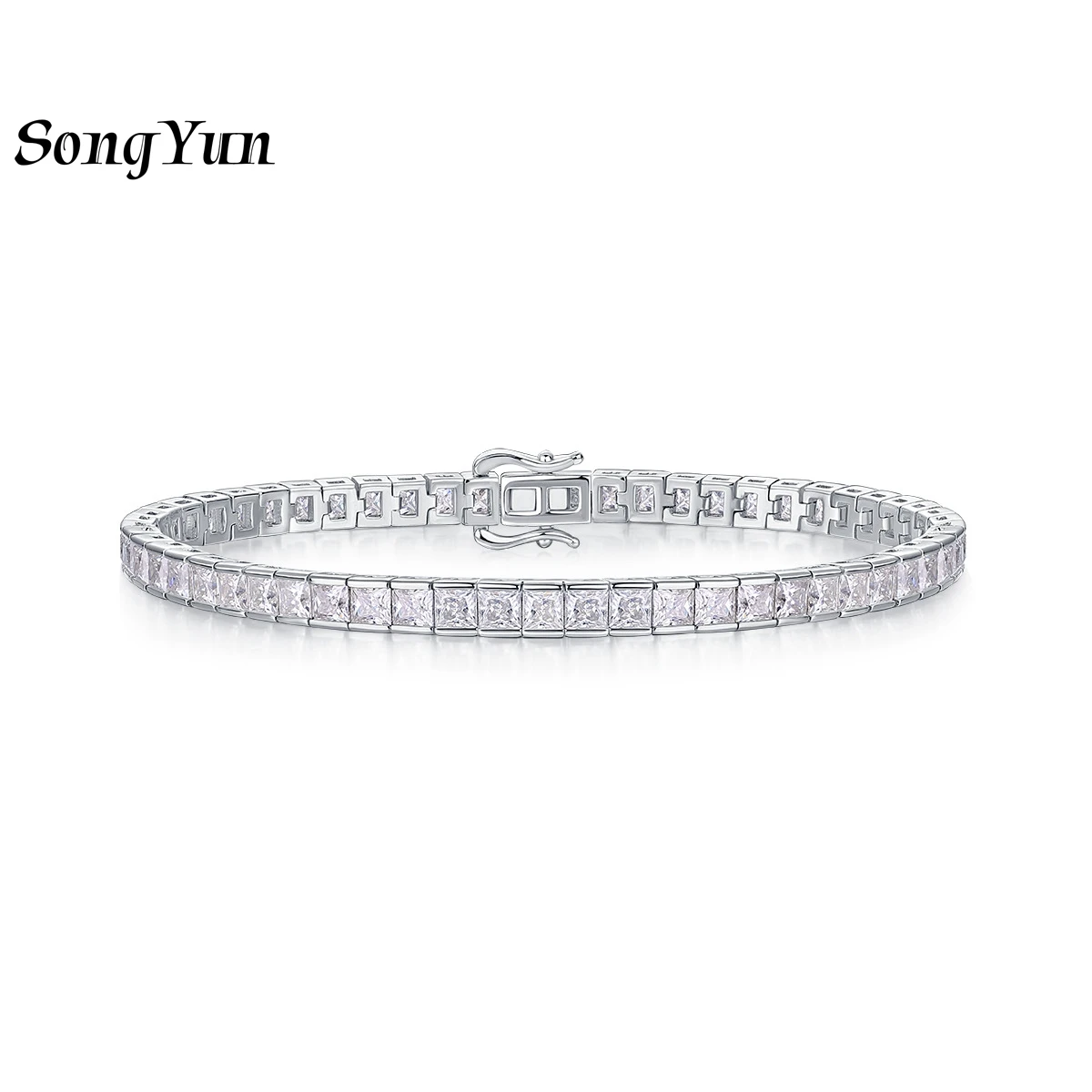 

SONGYUN Brand Jewelry 925 Sterling Silver Bracelet Moissanite Diamond Tennis Bracelets Rhodium Plated SYT Patent Bangle Jewelry