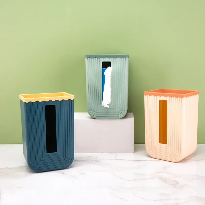 Wall Hanging Tissue Box Punch Free Toilet Living Room Tissue Storage Box Household Dining Room Carton Toilet Shelf