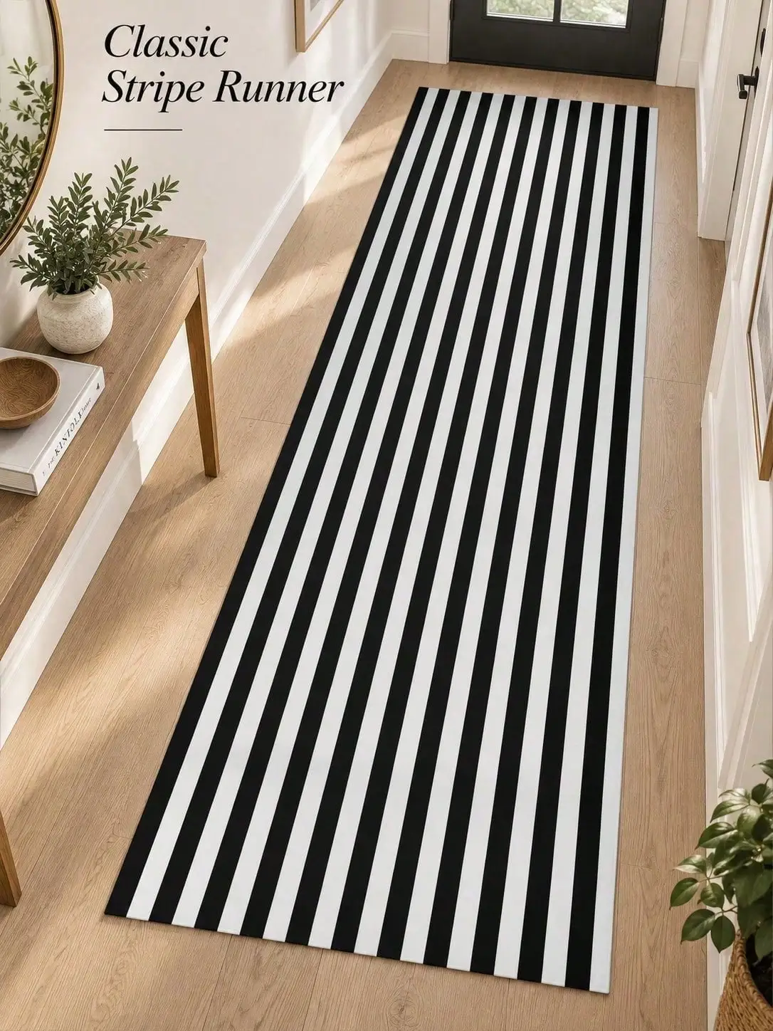 Vertical Stripe Aisle Runners Alternating Lines Runner Rugs Long Carpet Hallway Entryway Kitchen Laundry Passage Bedroom Foyer Balcony Floor Mat Home Decor Indoor Outdoor Washable Nonslip Dining Room Gift Family Birthday Anniversary Housewarming