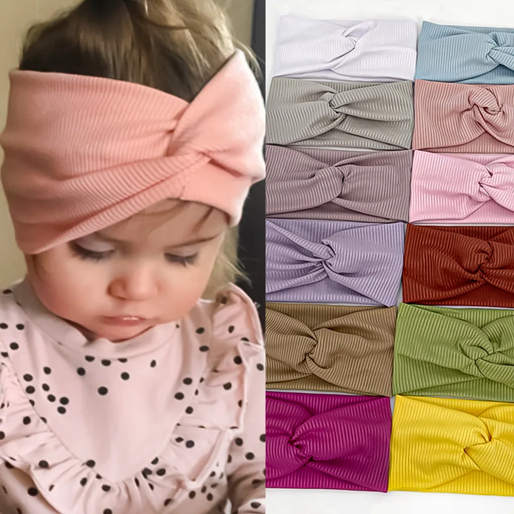 1 Set Spring Summer Mother Child Solid Baby Headband Girls Twisted Knotted Soft Elastic Baby Girl Headbands Hair Accessories