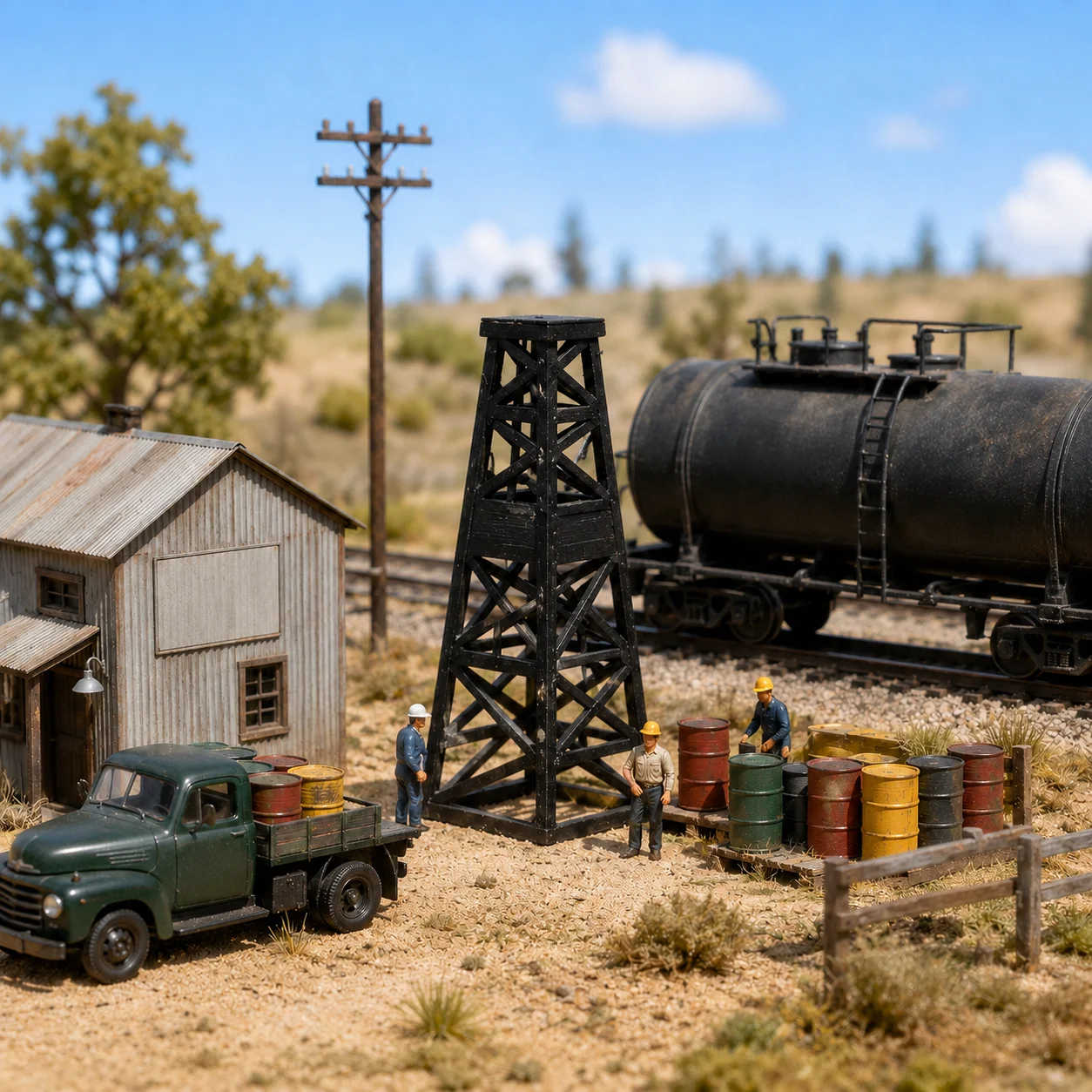 Set de Barriles de Almacenamiento de Petróleo en Miniatura, Modelo de Equipo Industrial de Petróleo, Colección para Entusiastas de las Miniaturas