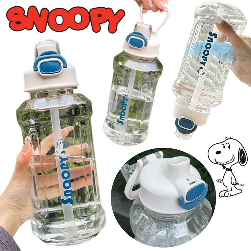

1000ml Snoopy Large Capacity Plastic Straw Water Cup Outdoor Sports Water Bottle Portable Reusable Camping Drinking Tools
