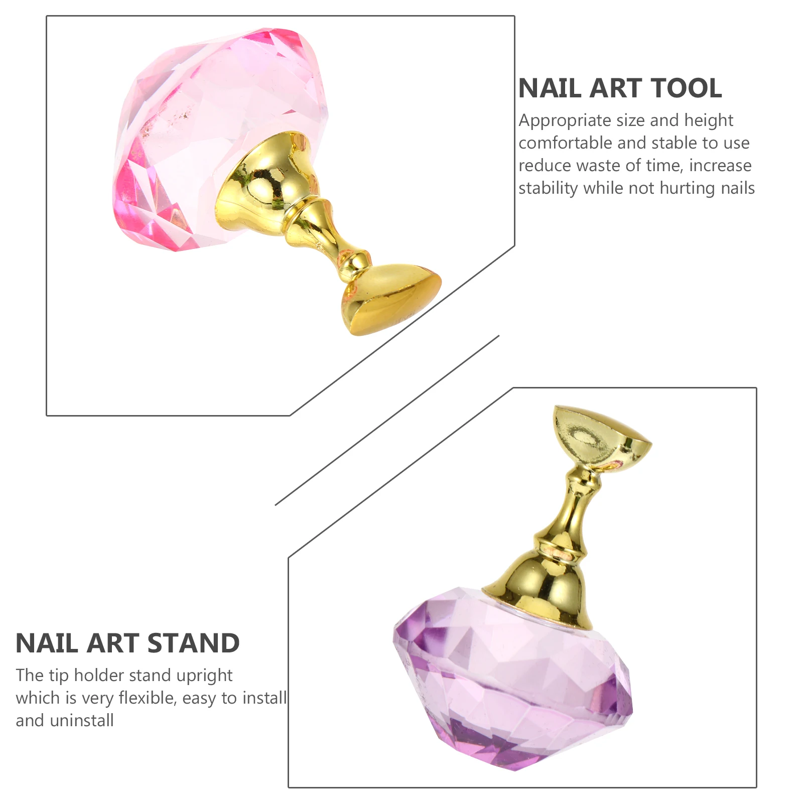 

2 set Crystal Art Display Stand Holder For Salon Manicure Practice Stable Base For Nail Polish Color Board Nail Art Tool